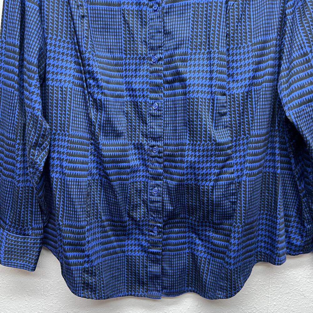 Lane Bryant Plaid Blue Shirt Womens 28 Career Business Casual Workwear Office - Picture 4 of 11